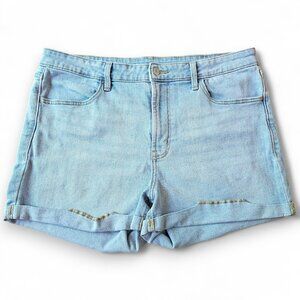 Old Navy High Rise WOW Women's Denim Shorts Light Wash Cuffed Stretch Size 14